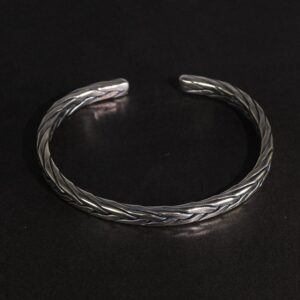 18 kt hallmark stamped white gold braided men's cuff bracelet 45 gms