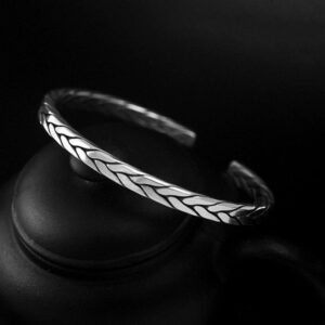 18 kt hallmark stamped white gold braided men's cuff bracelet 45 gms