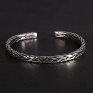 18 kt hallmark stamped white gold braided men's cuff bracelet 45 gms