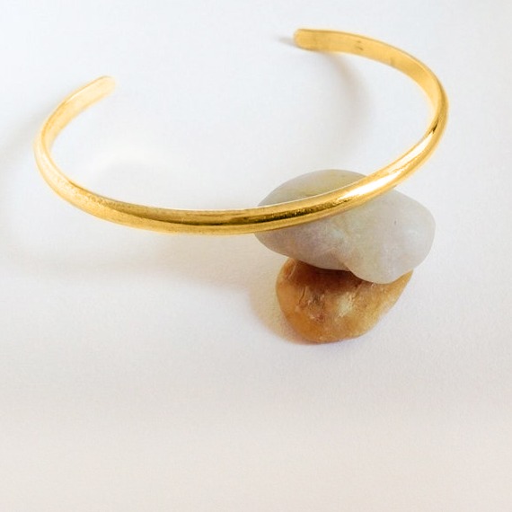 18 Kt Hallmark Stamped Yellow Gold Men's Half Round Cuff Bracelet 10g - Image 3