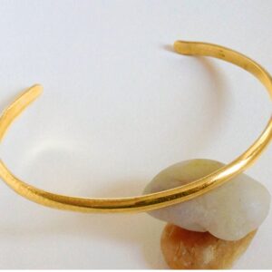 18 Kt Hallmark Stamped Yellow Gold Men's Half Round Cuff Bracelet 10g