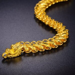 22 Kt Yellow Gold Thailand Drago Handmade Men's Bracelet 40 Gms