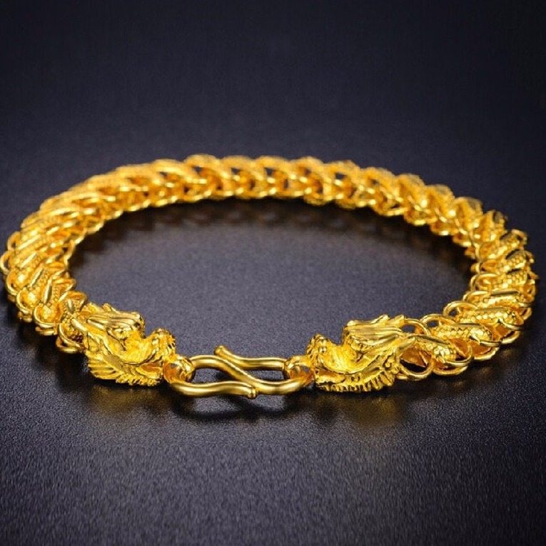 22 Kt Yellow Gold Thailand Drago Handmade Men's Bracelet 40 Gms - Image 2