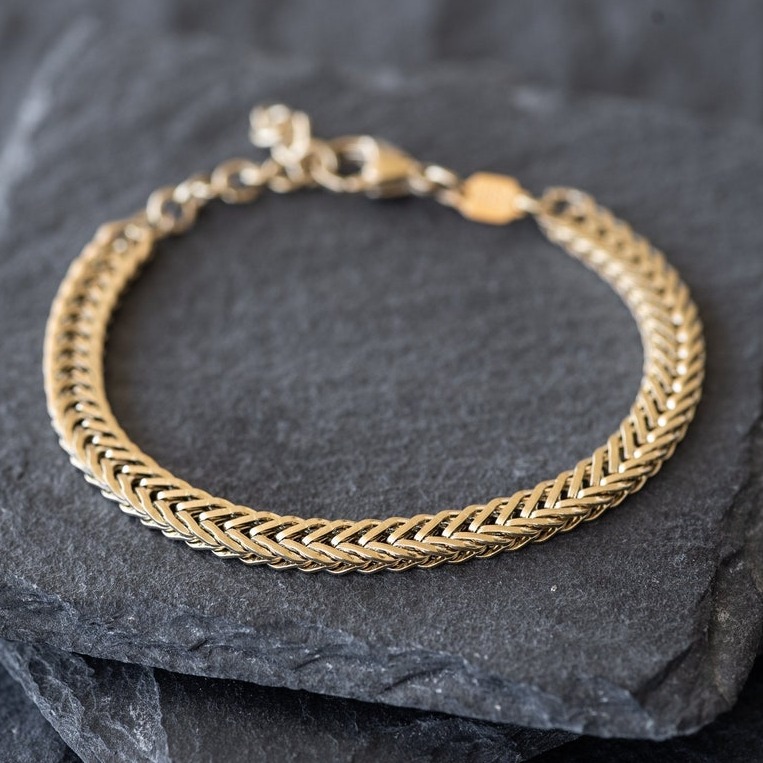 22 Kt Yellow Gold Link Chain Handmade Men's Bracelet 20 Gms - Image 2