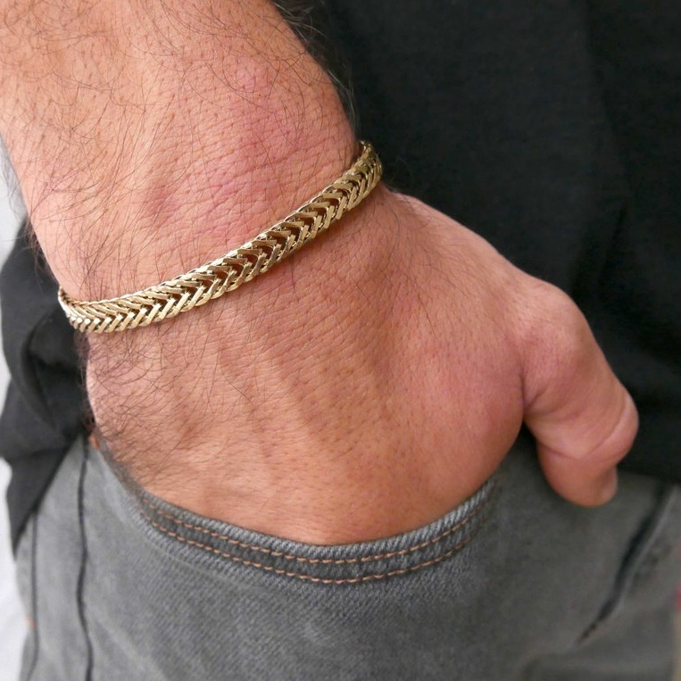 22 Kt Yellow Gold Link Chain Handmade Men's Bracelet 20 Gms