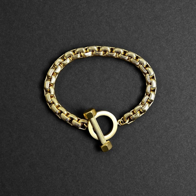 22 Kt Yellow Gold Link Chain Handmade Men's Bracelet 40 Gms - Image 3