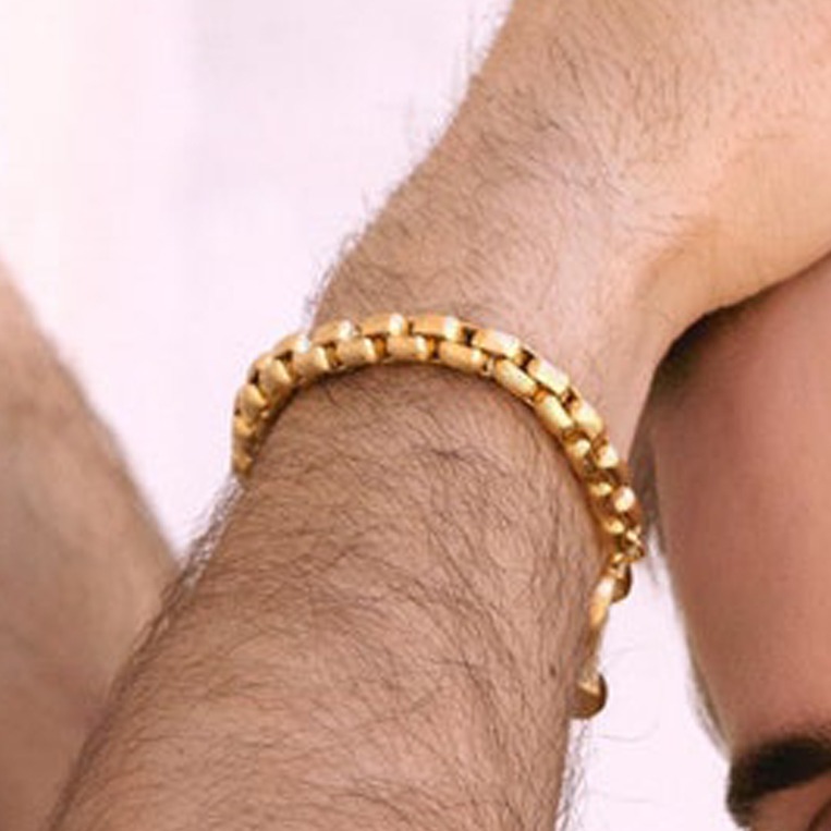 22 Kt Yellow Gold Link Chain Handmade Men's Bracelet 40 Gms - Image 2