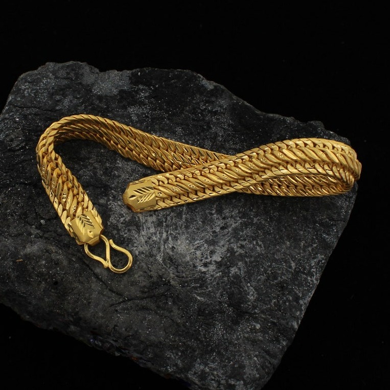 22 Kt Yellow Gold Link Chain Handmade Men's Bracelet 30 Gms - Image 2