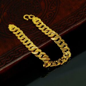 22 Kt Yellow Gold Link Chain Handmade Men's Bracelet 25 Gms