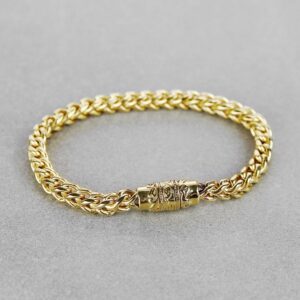 22 Kt Yellow Gold Franco Chain Handmade Men's Bracelet 25 Gms