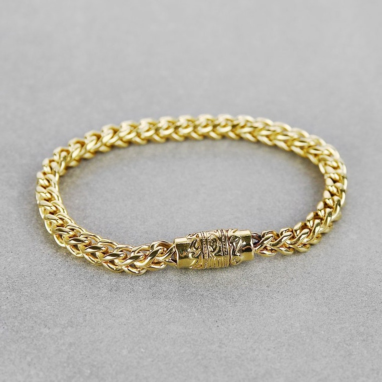 22 Kt Yellow Gold Franco Chain Handmade Men's Bracelet 25 Gms - Image 2