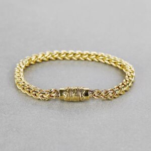 22 Kt Yellow Gold Franco Chain Handmade Men's Bracelet 25 Gms