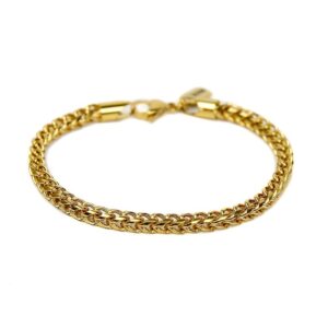 18 Kt Yellow Gold Franco Chain Handmade Men's Bracelet 20 Gms