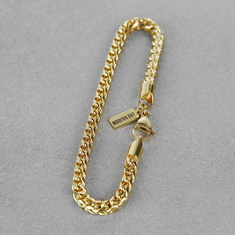 18 Kt Yellow Gold Franco Chain Handmade Men's Bracelet 20 Gms - Image 3