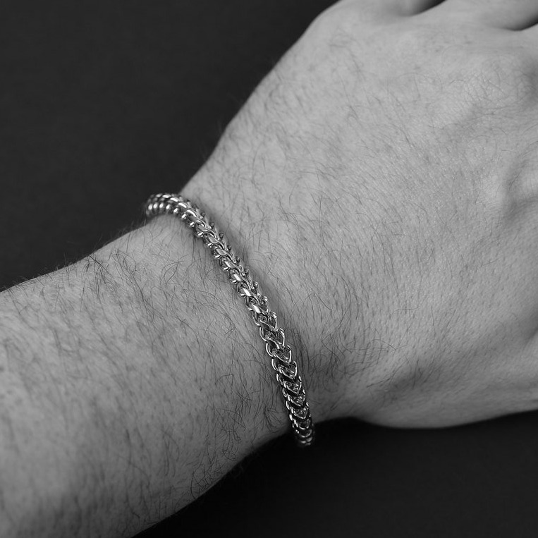 18 Kt Yellow Gold Franco Chain Handmade Men's Bracelet 20 Gms - Image 2