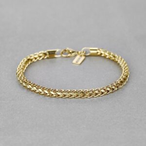 18 Kt Yellow Gold Franco Chain Handmade Men's Bracelet 20 Gms