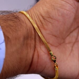 18 kt yellow gold box link chain handmade men's bracelet 14 gms