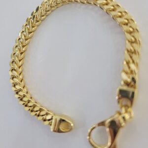18 Kt Yellow Gold Franco Chain Handmade Men's Bracelet 20 Gms