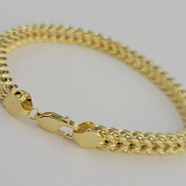 18 Kt Yellow Gold Franco Chain Handmade Men's Bracelet 20 Gms - Image 3