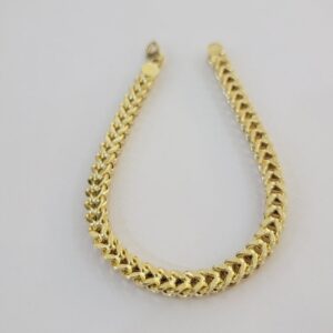 18 Kt Yellow Gold Franco Chain Handmade Men's Bracelet 20 Gms