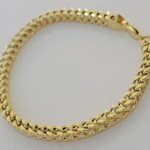 18 Kt Yellow Gold Franco Chain Handmade Men's Bracelet 20 Gms