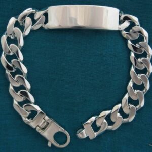 18 Kt White Gold Personalized Link Handmade Men's Bracelet 25 Gms