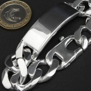 18 Kt White Gold Personalized Link Handmade Men's Bracelet 25 Gms