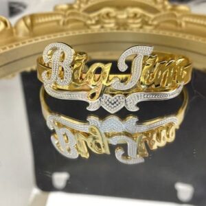 18 Kt Yellow Gold Personalized Cuff Handmade Men's Bracelet 40 Gms