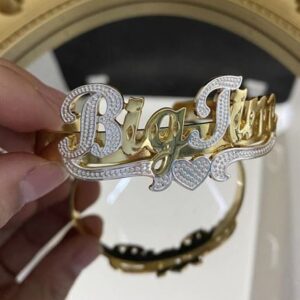 18 Kt Yellow Gold Personalized Cuff Handmade Men's Bracelet 40 Gms