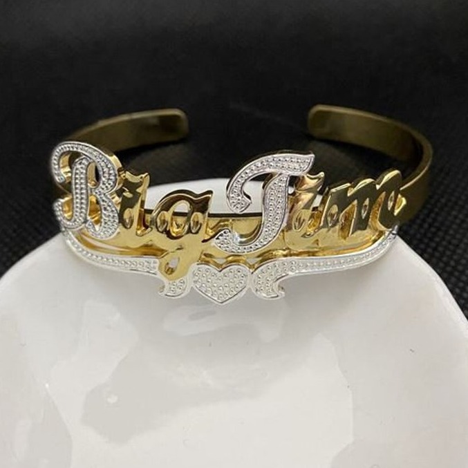 18 Kt Yellow Gold Personalized Cuff Handmade Men's Bracelet 40 Gms