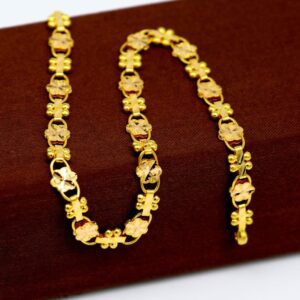 18 Kt Yellow Gold Stylish Chain Handmade Men's Bracelet 15 Gm