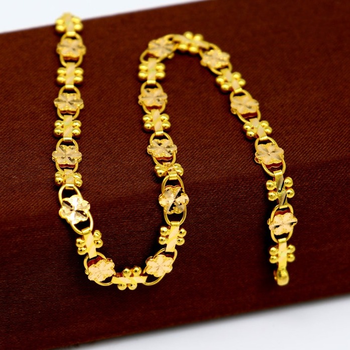 18 Kt Yellow Gold Stylish Chain Handmade Men's Bracelet 15 Gm - Image 4
