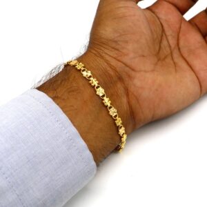 18 Kt Yellow Gold Stylish Chain Handmade Men's Bracelet 15 Gm