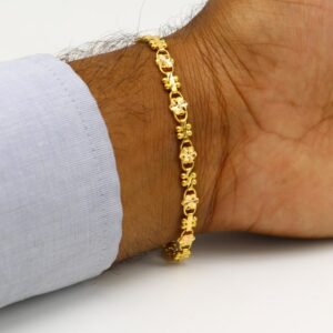 18 Kt Yellow Gold Stylish Chain Handmade Men's Bracelet 15 Gm