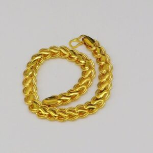 18 Kt Yellow Gold Link Chain Handmade Men's Bracelet 15 Gms