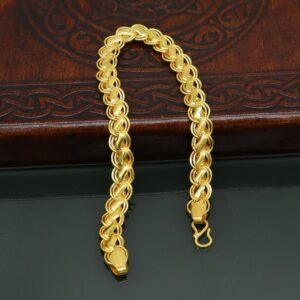 18 Kt Yellow Gold Link Chain Handmade Men's Bracelet 15 Gms