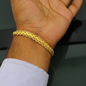 18 Kt Yellow Gold Link Chain Handmade Men's Bracelet 15 Gms