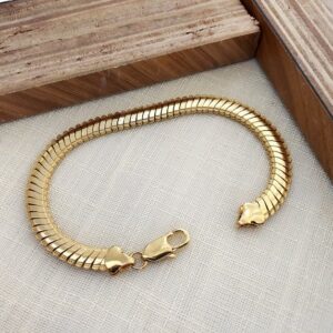 18 Kt Yellow Gold Link Chain Handmade Men's Bracelet 20 Gms