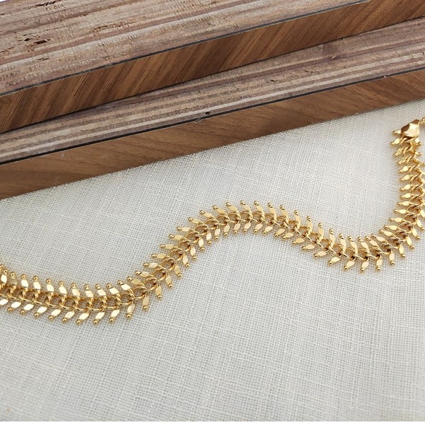 18 Kt Yellow Gold Link Chain Handmade Men's Bracelet 20 Gms 8 inches - Image 2