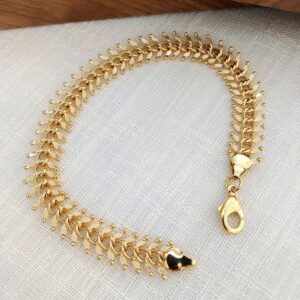 18 Kt Yellow Gold Link Chain Handmade Men's Bracelet 20 Gms 8 inches