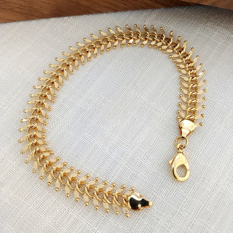 18 Kt Yellow Gold Link Chain Handmade Men's Bracelet 20 Gms 8 inches