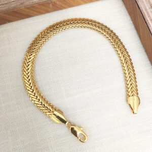 18 Kt Yellow Gold Snack Style Handmade Men's Bracelet 20 Gms
