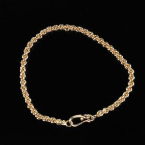 18 Kt Yellow Gold Rope Chain Handmade Men's Bracelet 15 Gms