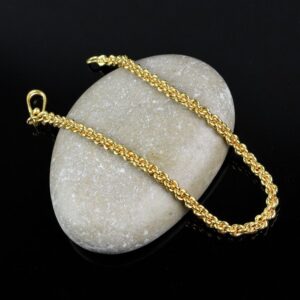 18 Kt Yellow Gold Rope Chain Handmade Men's Bracelet 15 Gms