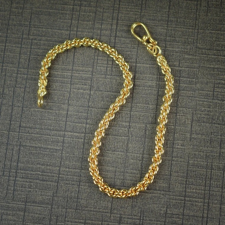 18 Kt Yellow Gold Rope Chain Handmade Men's Bracelet 15 Gms - Image 3
