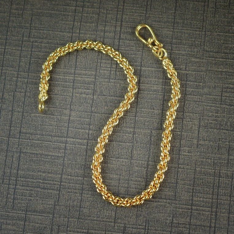 18 Kt Yellow Gold Rope Chain Handmade Men's Bracelet 15 Gms - Image 2