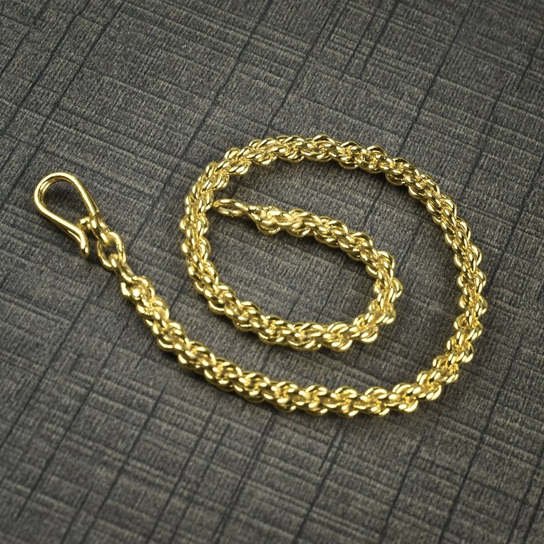 18 Kt Yellow Gold Rope Chain Handmade Men's Bracelet 15 Gms