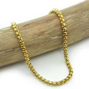 18 Kt Yellow Gold Box Link Chain Handmade Men's Bracelet 12 Gms