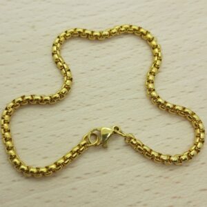 18 Kt Yellow Gold Box Link Chain Handmade Men's Bracelet 12 Gms