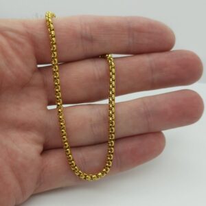 18 Kt Yellow Gold Box Link Chain Handmade Men's Bracelet 12 Gms
